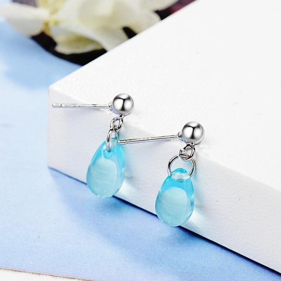 NEW 925 Sterling Silver Crystal Waterdrop Earrings - Picture 6 of 6